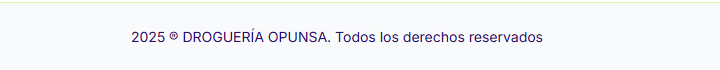 Pie de página de Droguería Opunsa